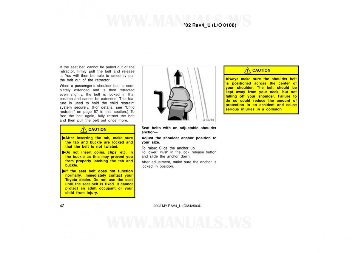 Toyota RAV4 II 2 owners manual / page 42