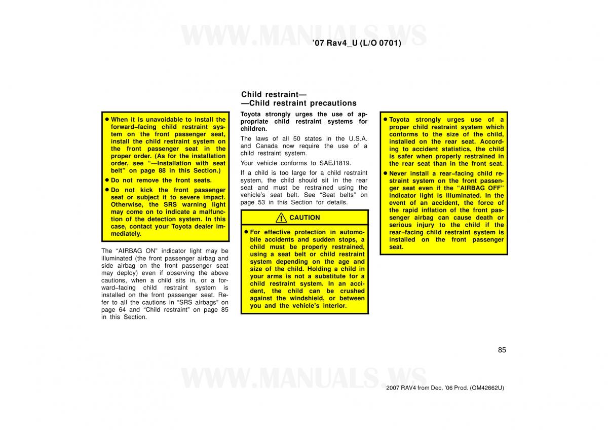 Toyota RAV4 III 3 owners manual / page 85