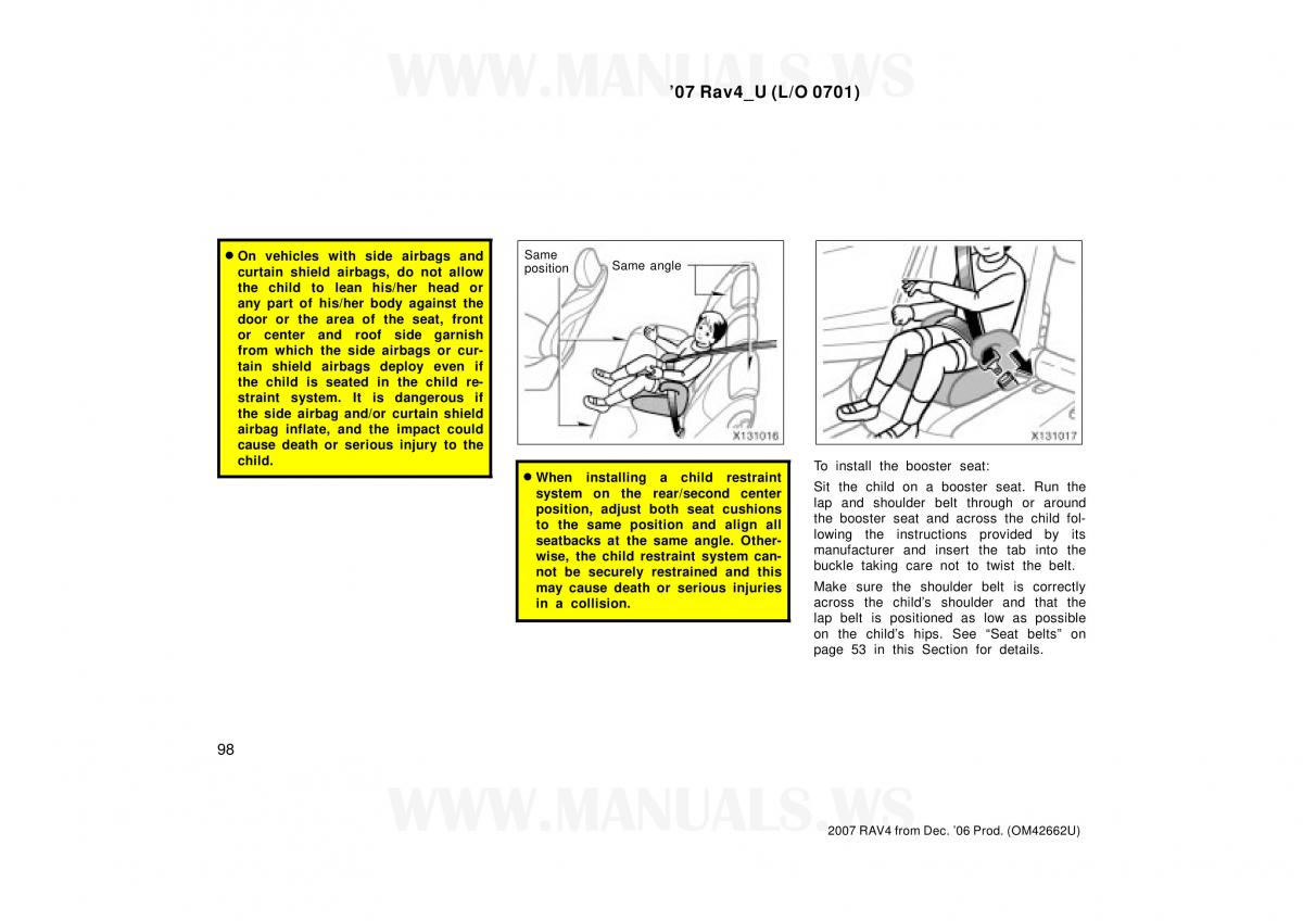 Toyota RAV4 III 3 owners manual / page 98