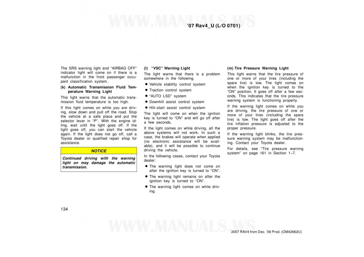 Toyota RAV4 III 3 owners manual / page 134