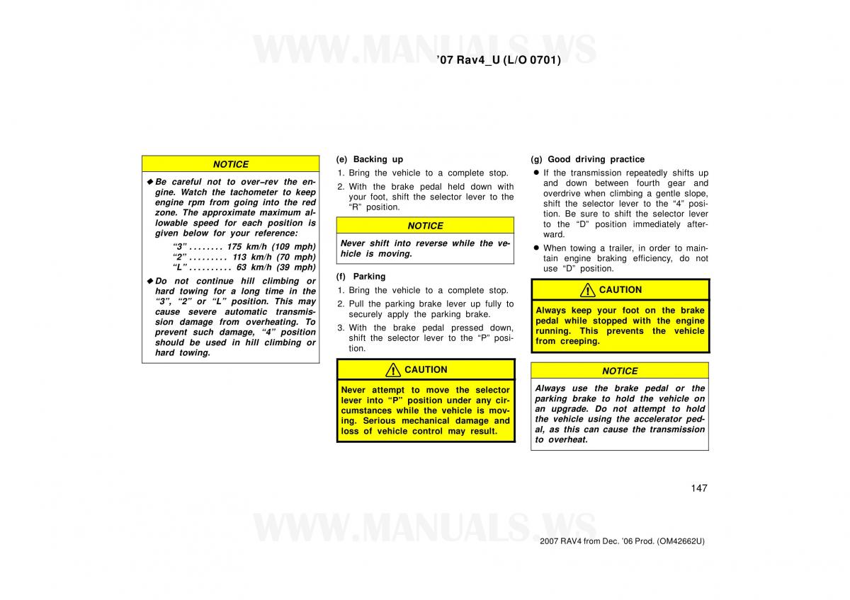 Toyota RAV4 III 3 owners manual / page 147