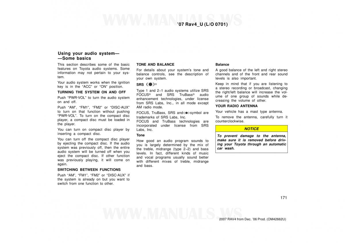 Toyota RAV4 III 3 owners manual / page 171