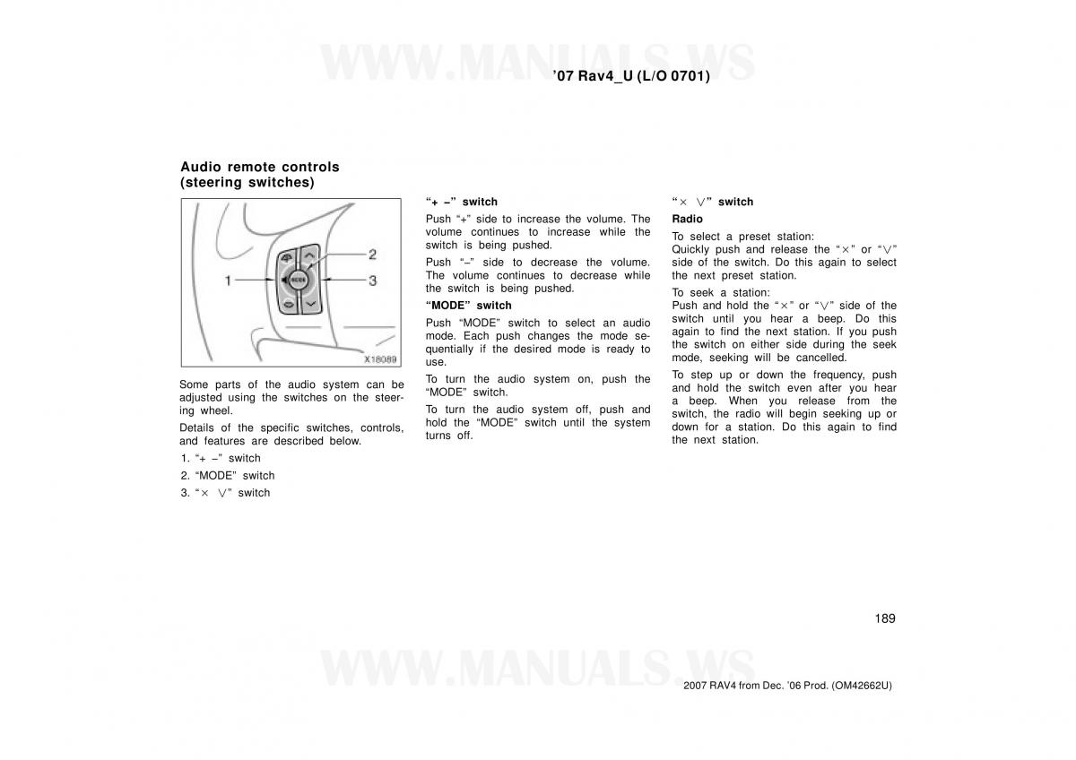 Toyota RAV4 III 3 owners manual / page 189