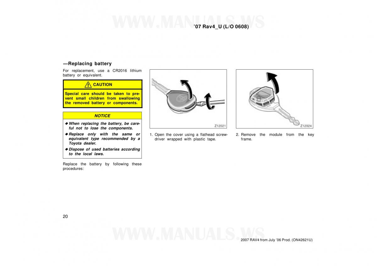 Toyota RAV4 III 3 owners manual / page 20