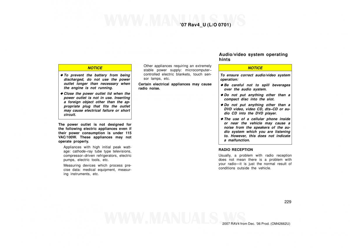 Toyota RAV4 III 3 owners manual / page 229