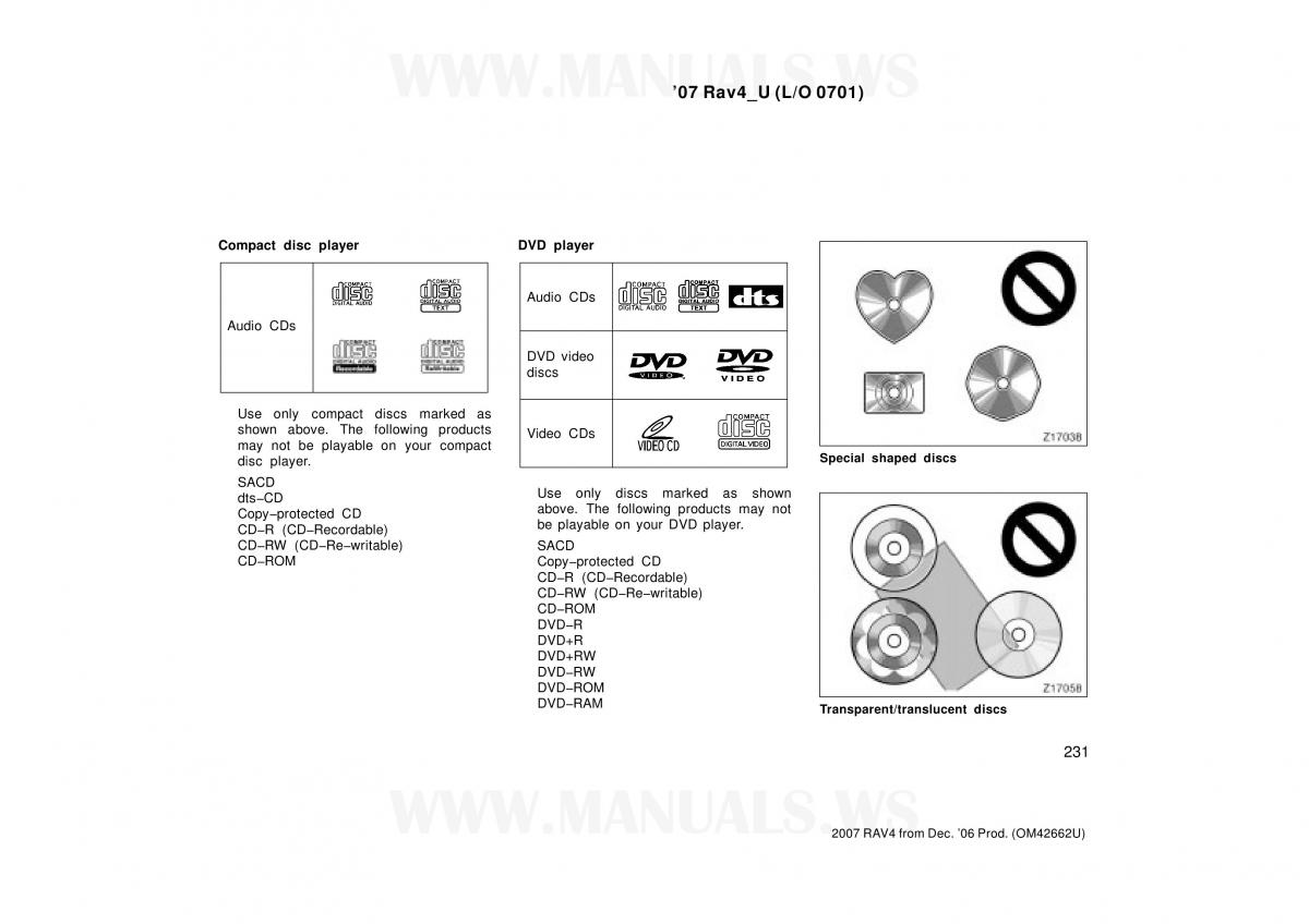 Toyota RAV4 III 3 owners manual / page 231