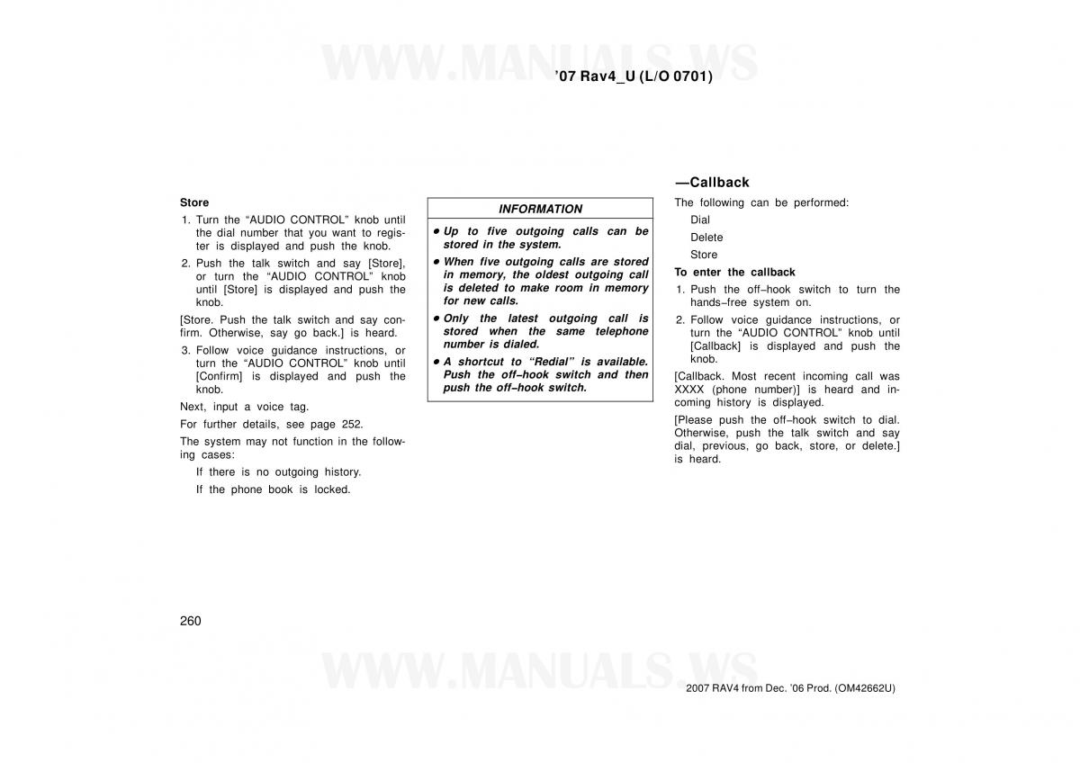 Toyota RAV4 III 3 owners manual / page 260