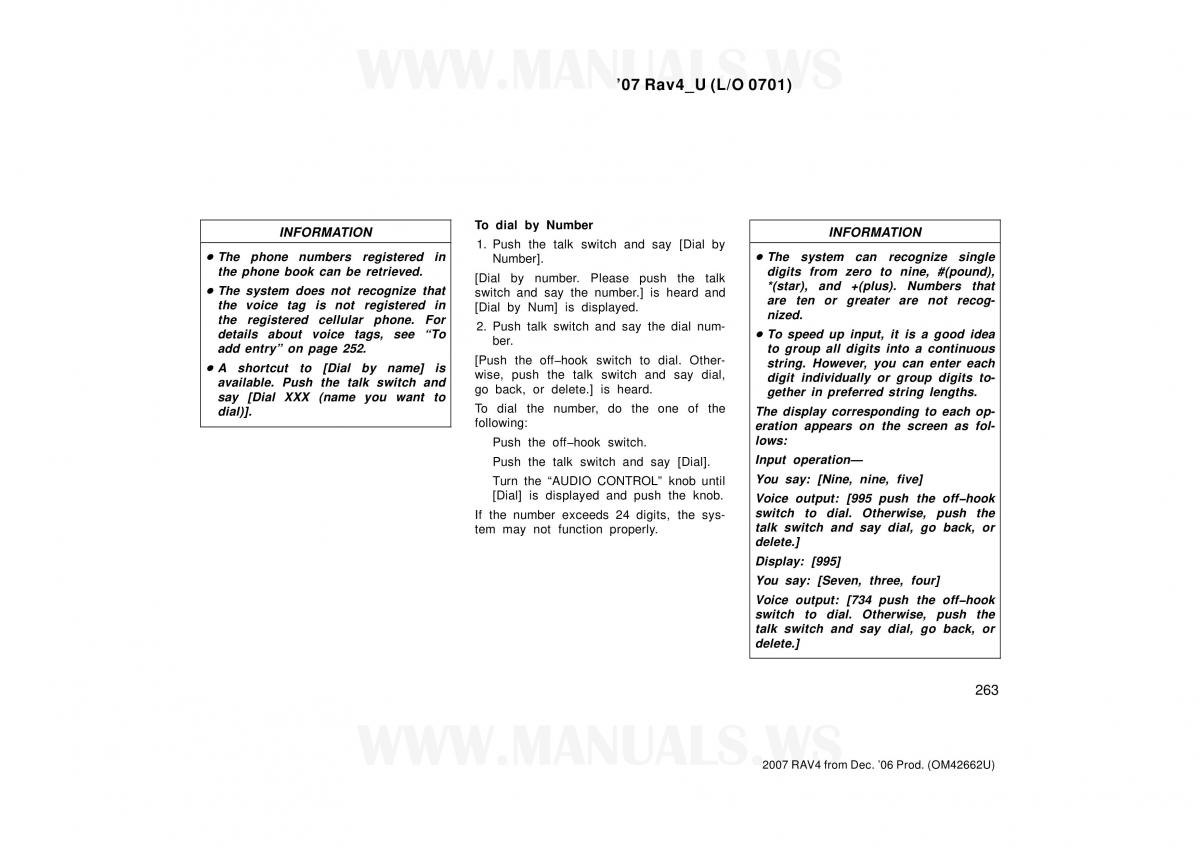 Toyota RAV4 III 3 owners manual / page 263