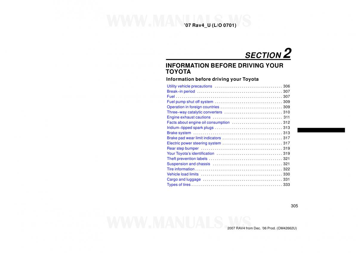 Toyota RAV4 III 3 owners manual / page 305