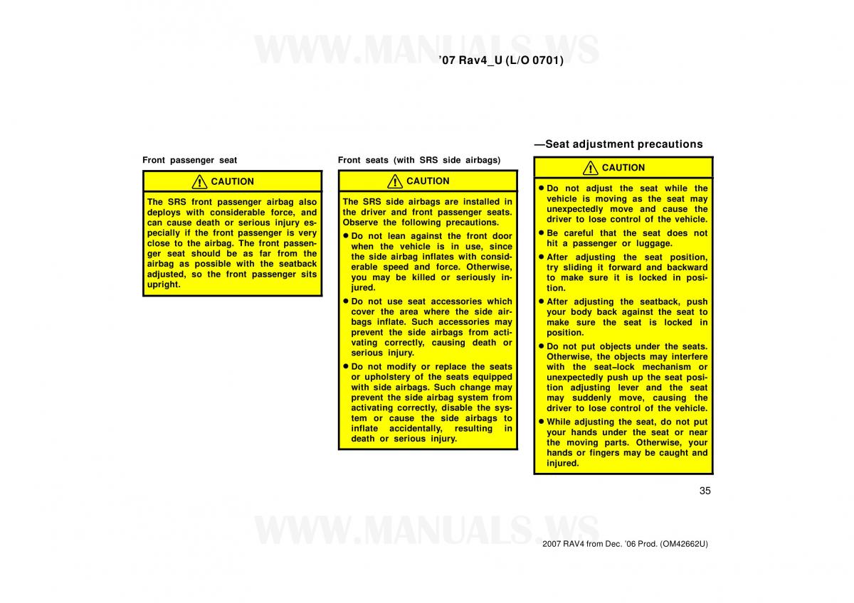 Toyota RAV4 III 3 owners manual / page 35