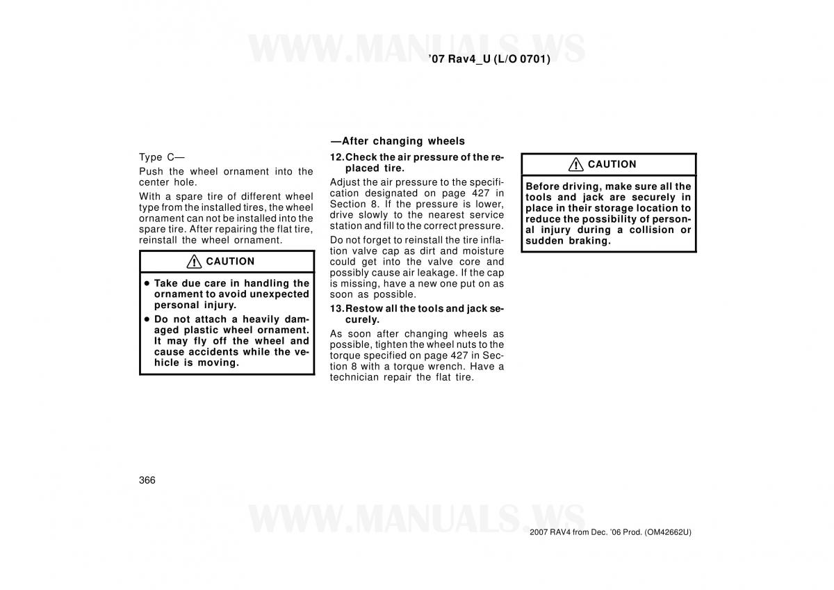 Toyota RAV4 III 3 owners manual / page 366