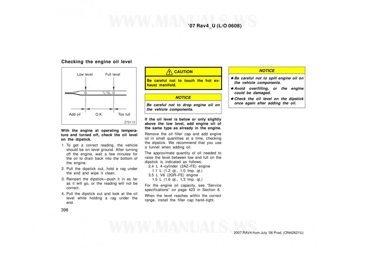 Toyota RAV4 III 3 owners manual / page 398