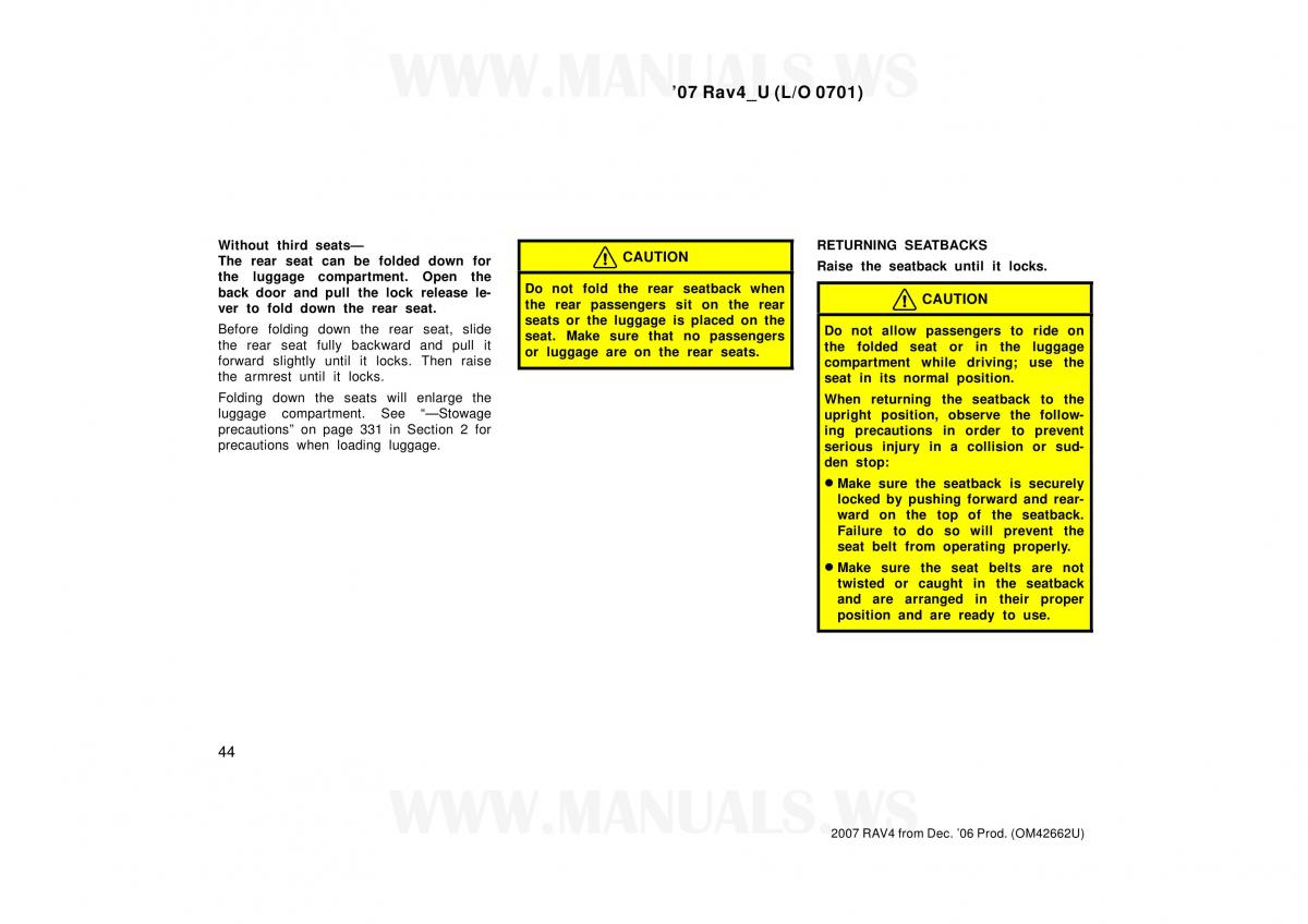 Toyota RAV4 III 3 owners manual / page 44