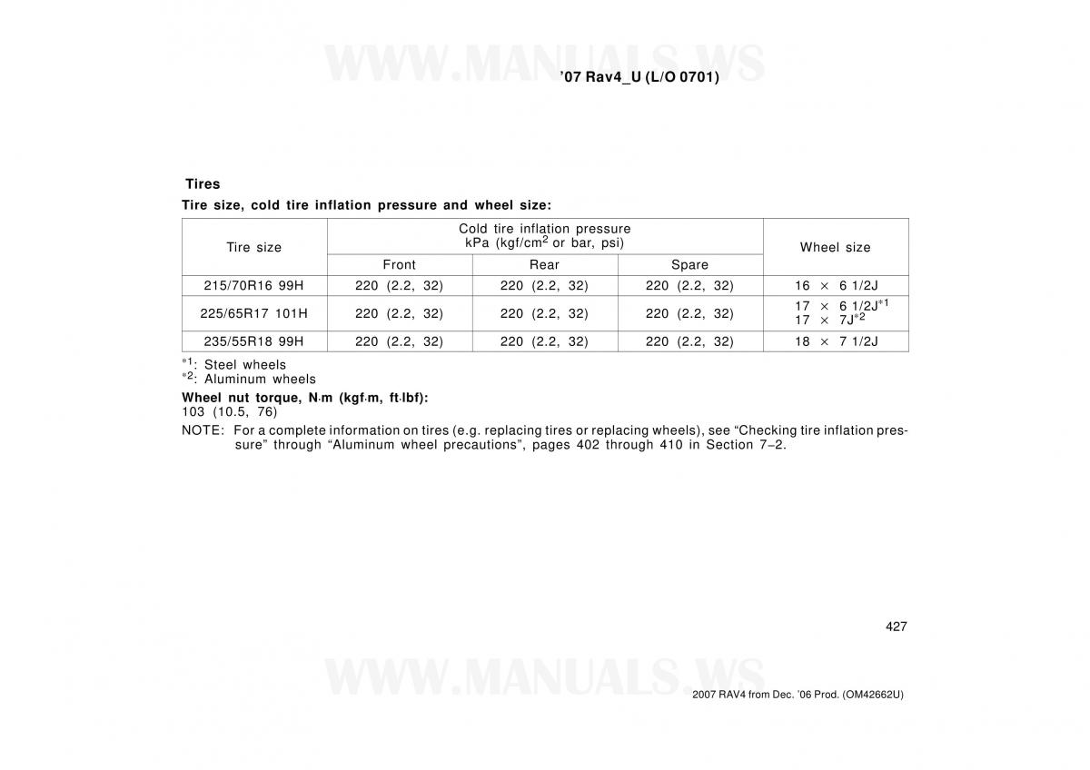 Toyota RAV4 III 3 owners manual / page 441