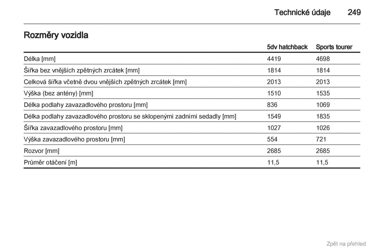 Opel Astra J IV 4 navod k obsludze / page 250