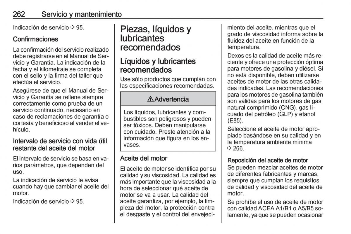 Opel Astra J IV 4 manual del propietario / page 264