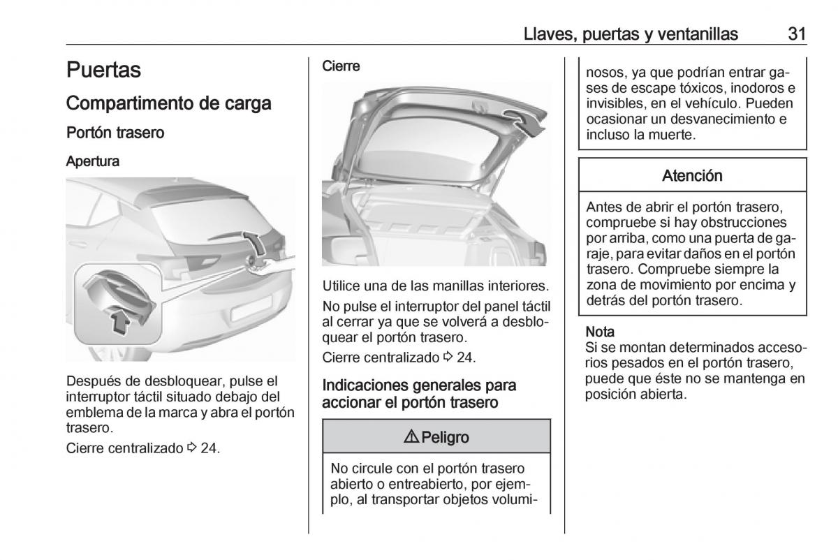 Opel Astra J IV 4 manual del propietario / page 33