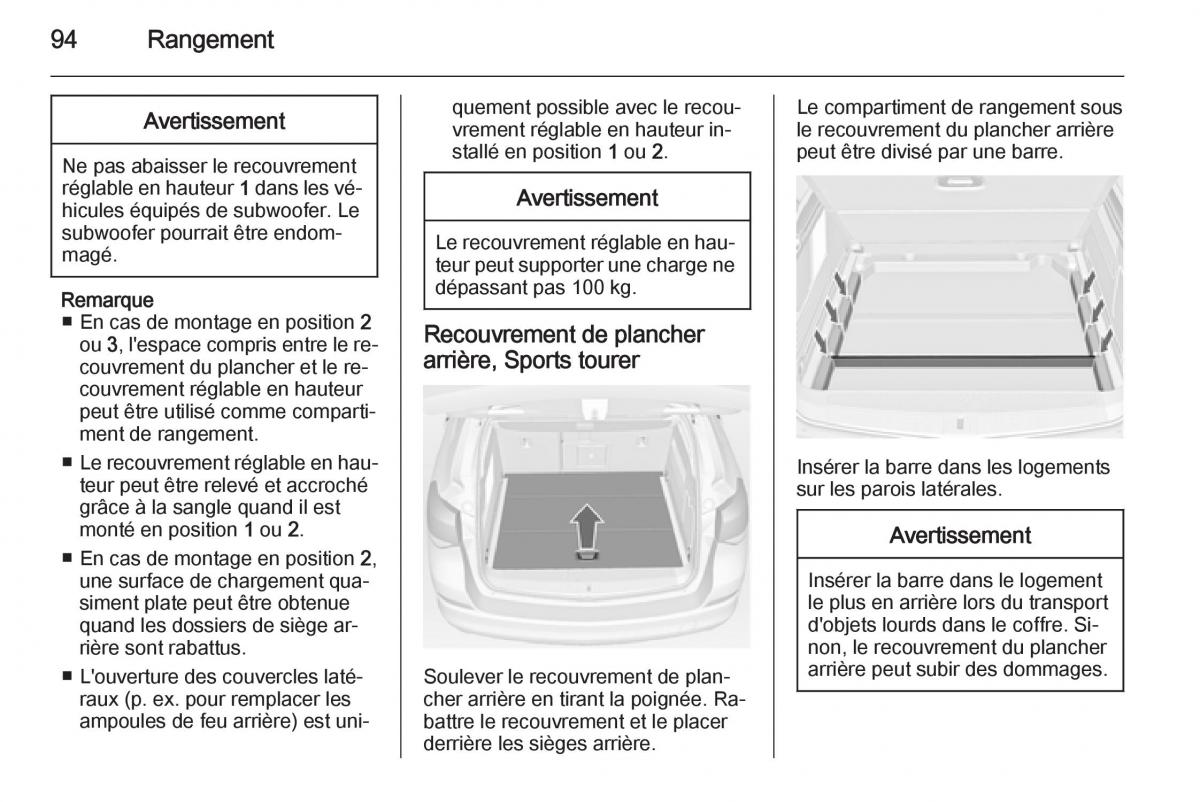 Opel Astra J IV 4 manuel du proprietaire / page 96