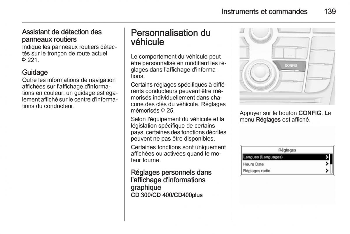 Opel Astra J IV 4 manuel du proprietaire / page 141