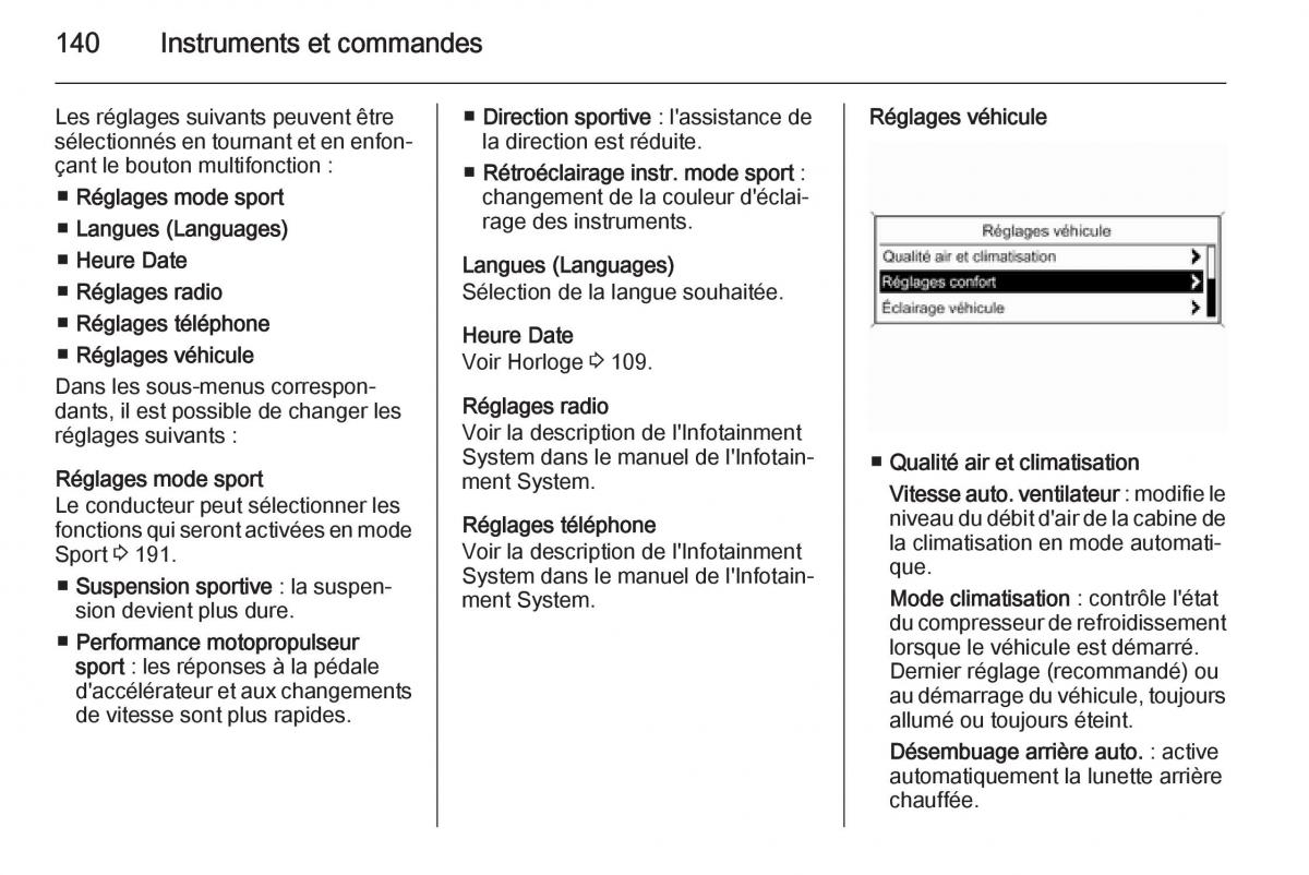 Opel Astra J IV 4 manuel du proprietaire / page 142