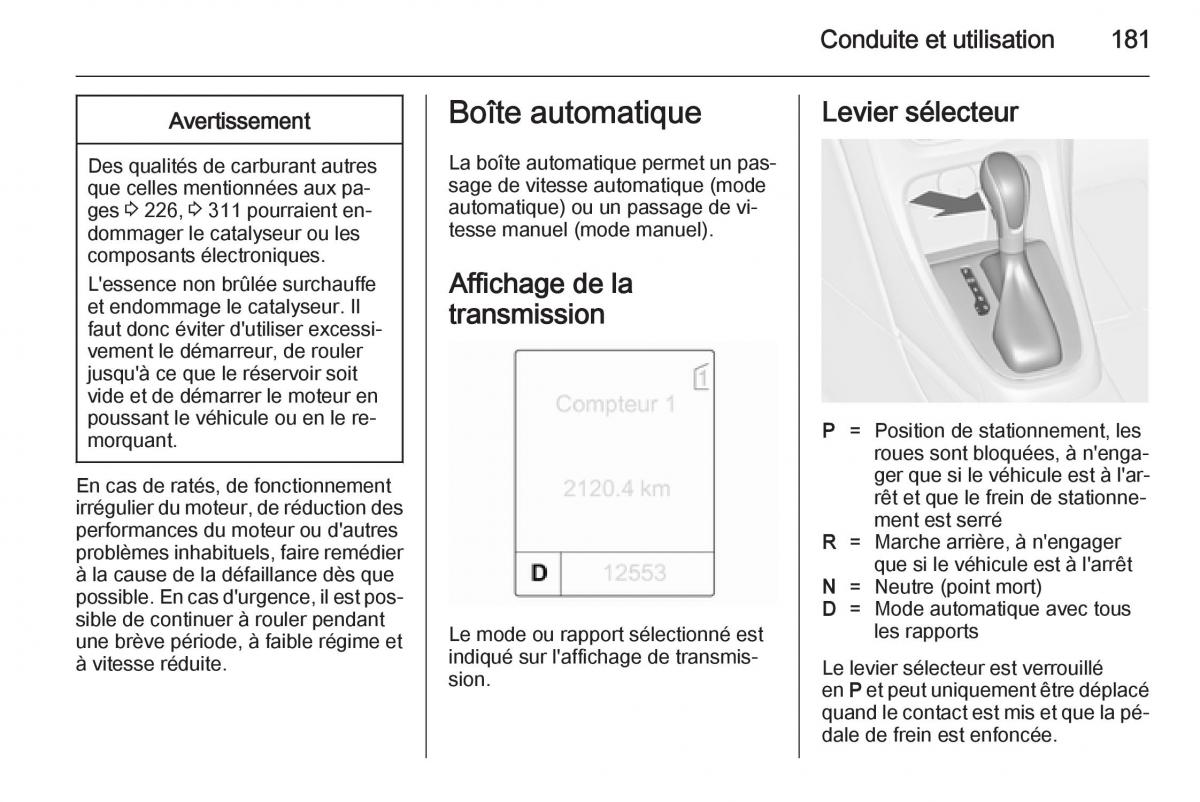 Opel Astra J IV 4 manuel du proprietaire / page 183