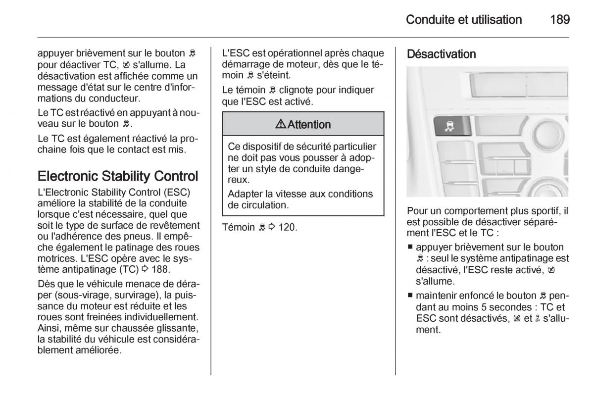 Opel Astra J IV 4 manuel du proprietaire / page 191