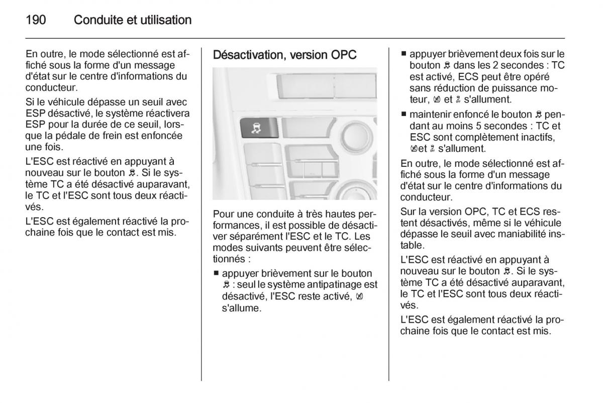 Opel Astra J IV 4 manuel du proprietaire / page 192