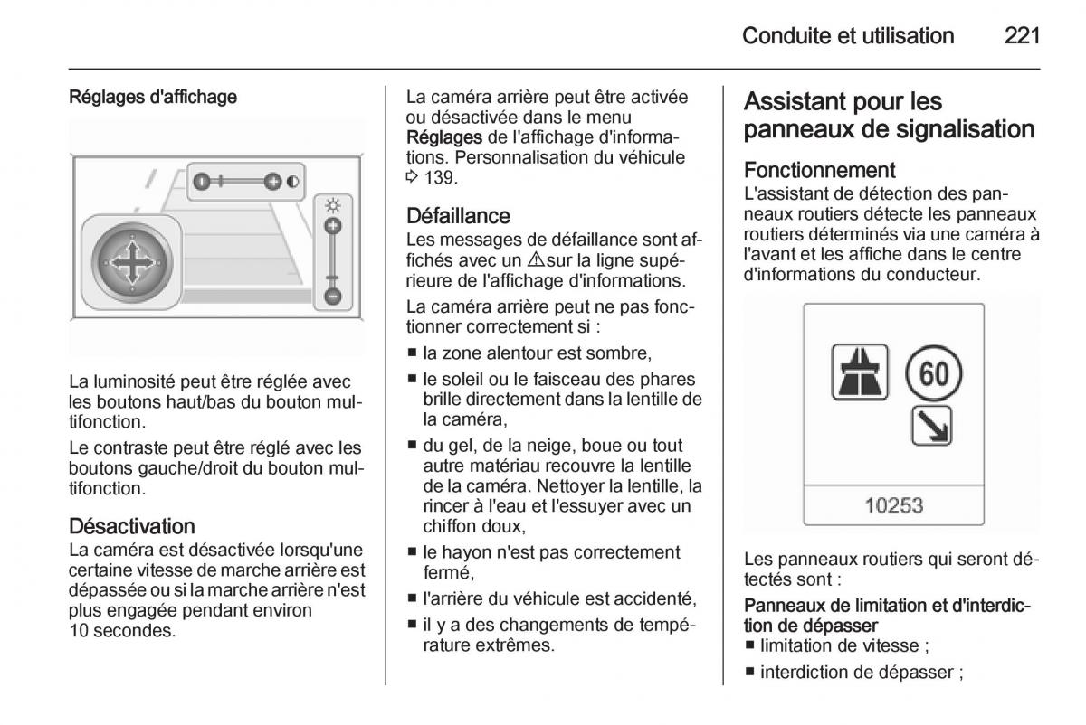 Opel Astra J IV 4 manuel du proprietaire / page 223