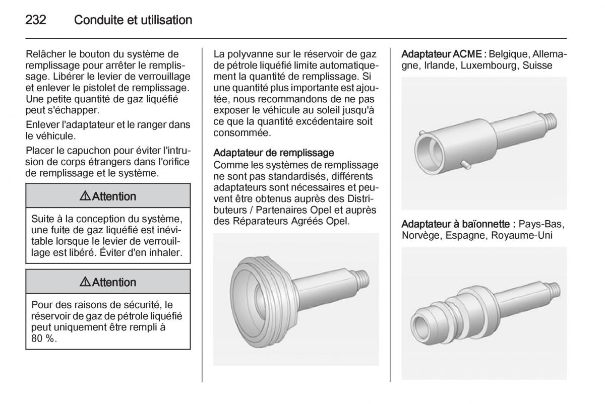 Opel Astra J IV 4 manuel du proprietaire / page 234