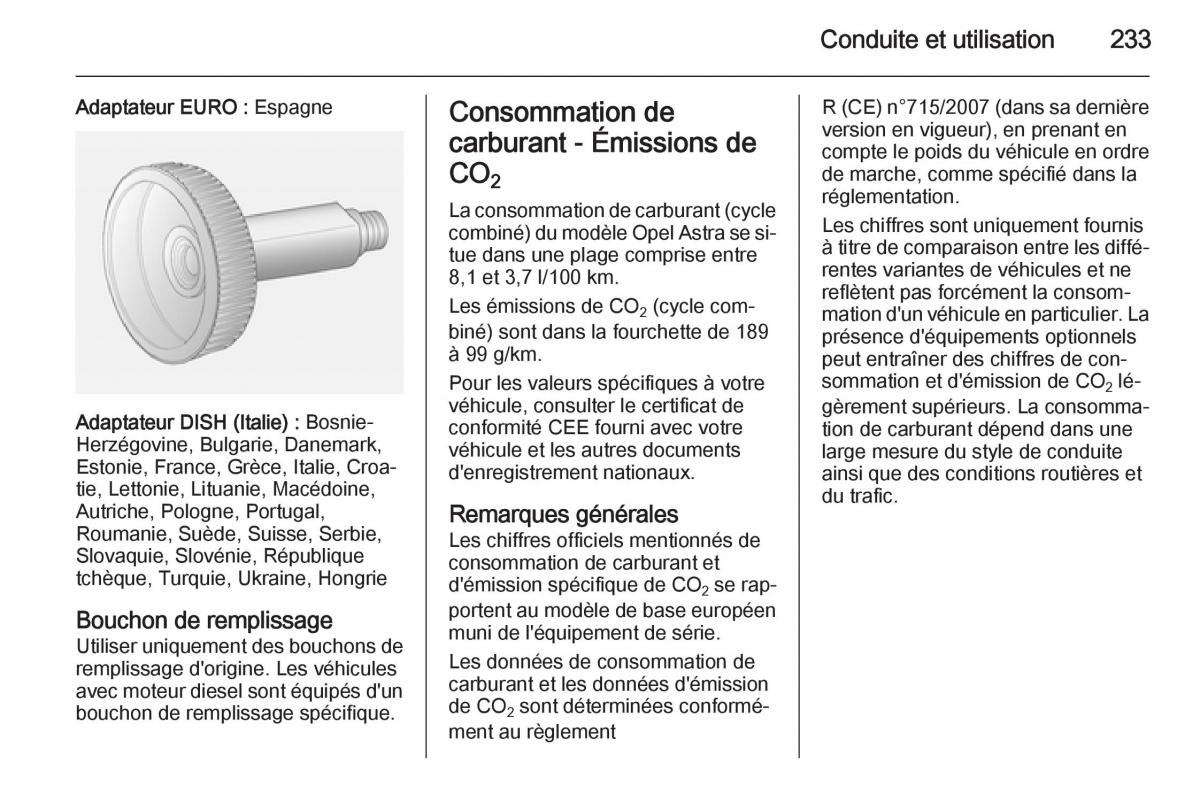 Opel Astra J IV 4 manuel du proprietaire / page 235