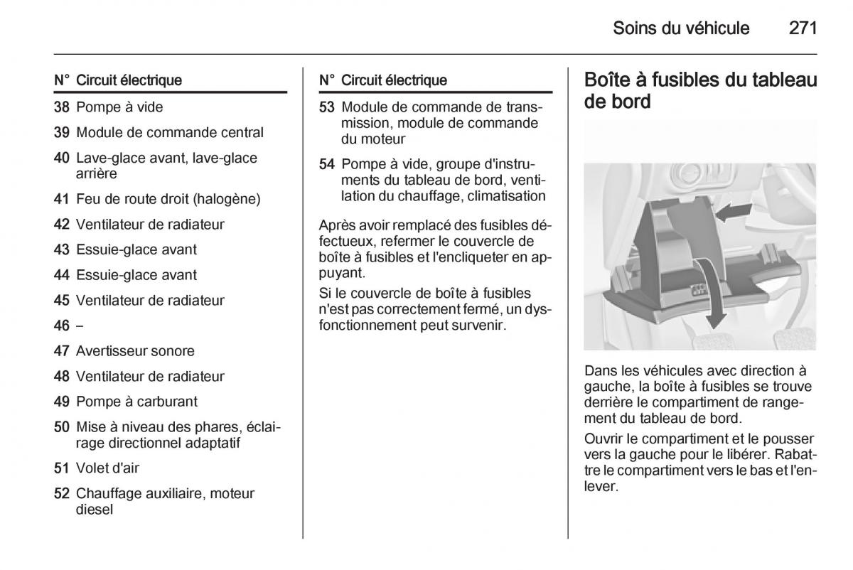 Opel Astra J IV 4 manuel du proprietaire / page 273