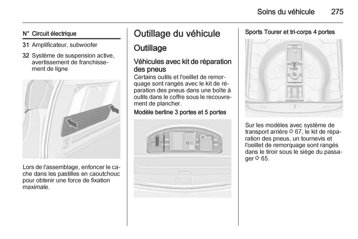 Opel Astra J IV 4 manuel du proprietaire / page 277