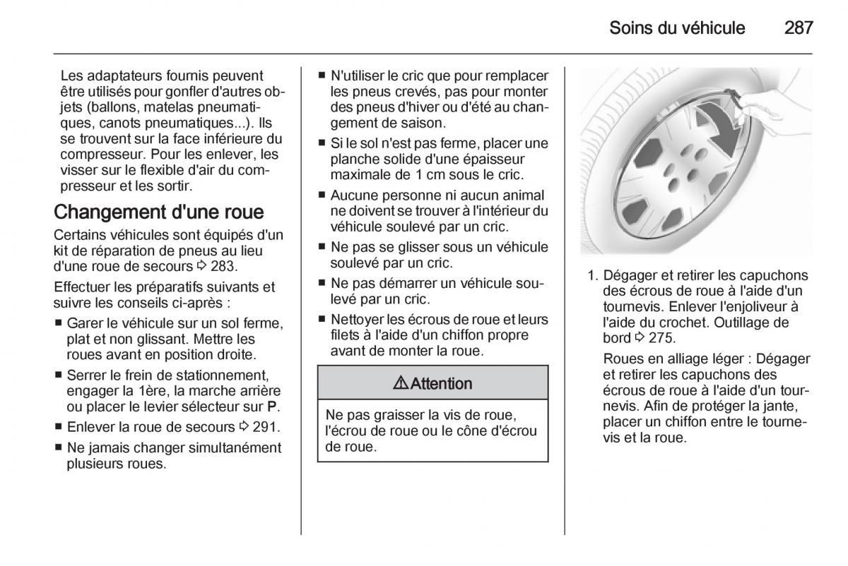 Opel Astra J IV 4 manuel du proprietaire / page 289