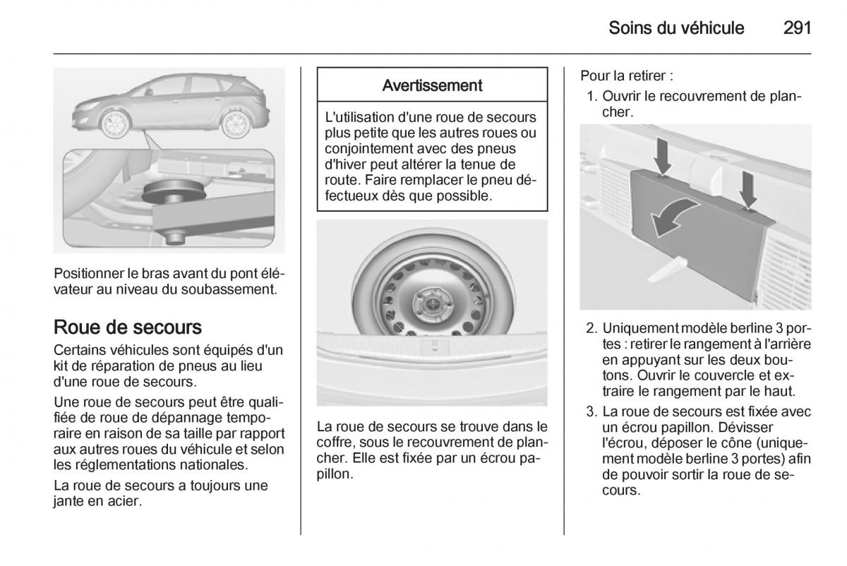 Opel Astra J IV 4 manuel du proprietaire / page 293