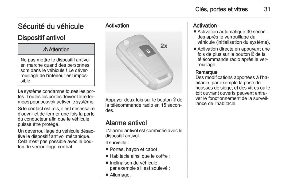 Opel Astra J IV 4 manuel du proprietaire / page 33