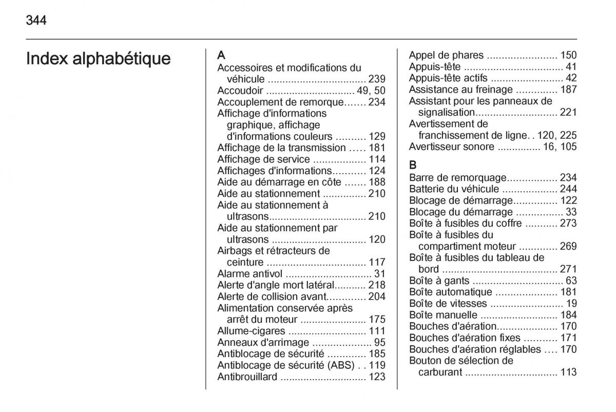 Opel Astra J IV 4 manuel du proprietaire / page 346