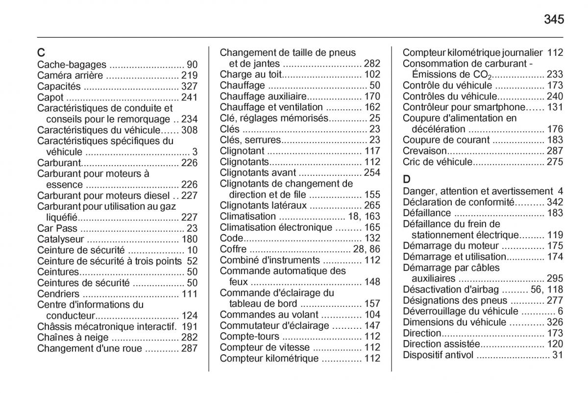 Opel Astra J IV 4 manuel du proprietaire / page 347