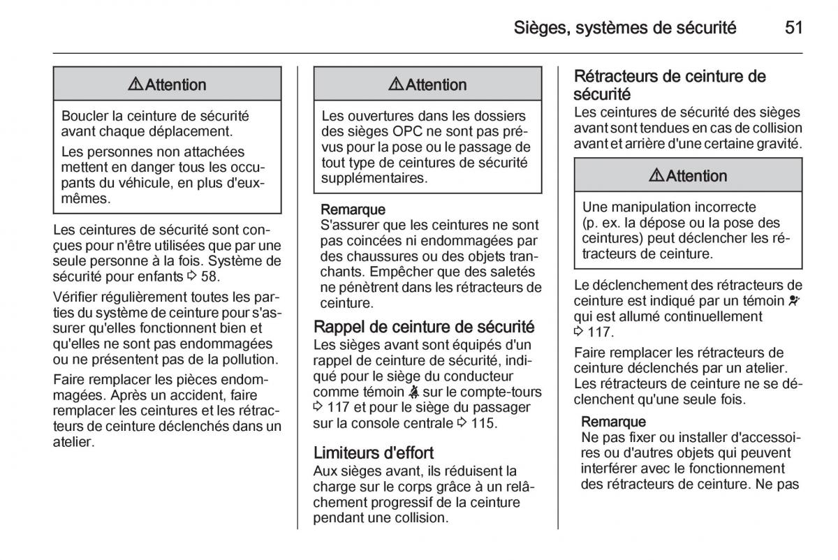 Opel Astra J IV 4 manuel du proprietaire / page 53