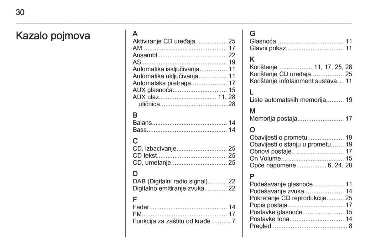 Opel Astra J IV 4 vlasnicko uputstvo / page 30