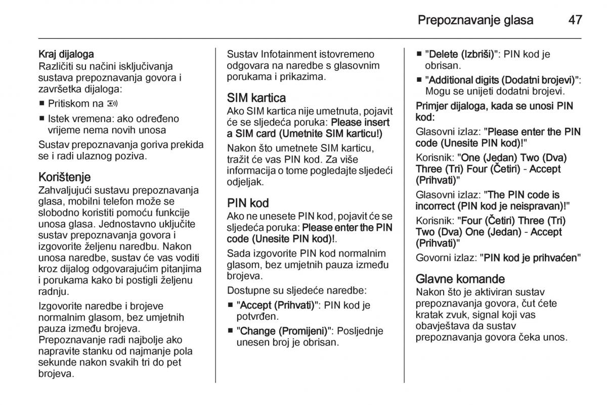 Opel Astra J IV 4 vlasnicko uputstvo / page 47