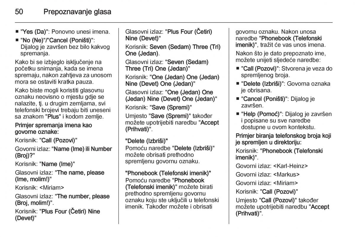 Opel Astra J IV 4 vlasnicko uputstvo / page 50