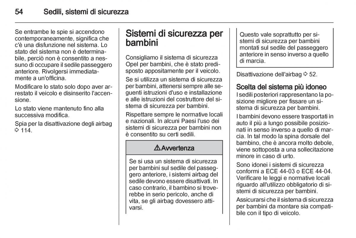 Opel Astra J IV 4 manuale del proprietario / page 56