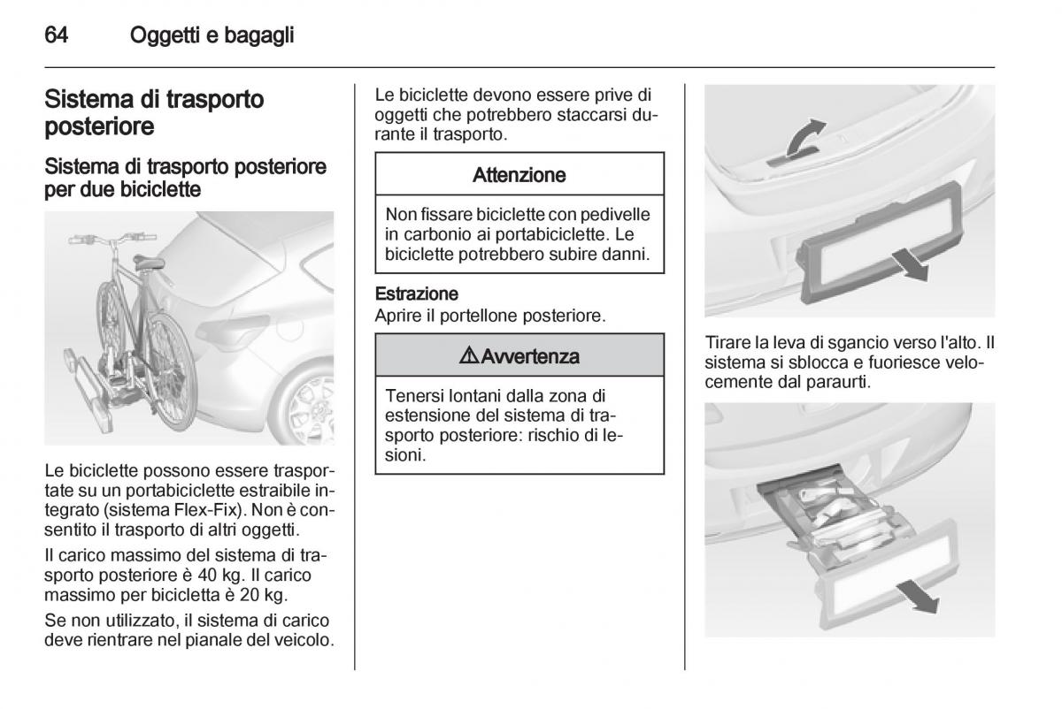 Opel Astra J IV 4 manuale del proprietario / page 66