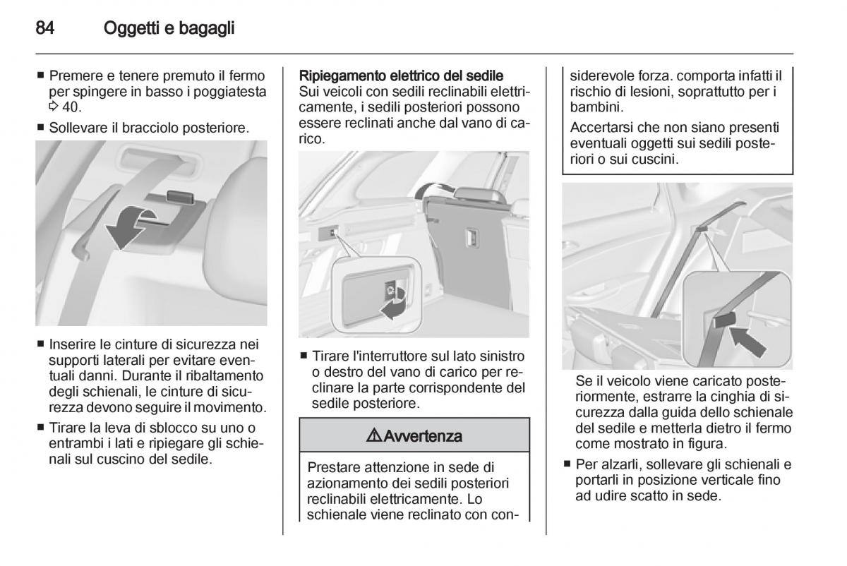 Opel Astra J IV 4 manuale del proprietario / page 86