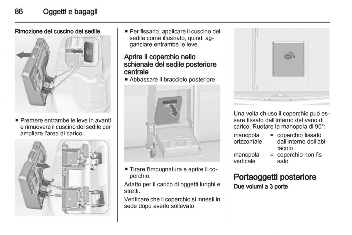 Opel Astra J IV 4 manuale del proprietario / page 88