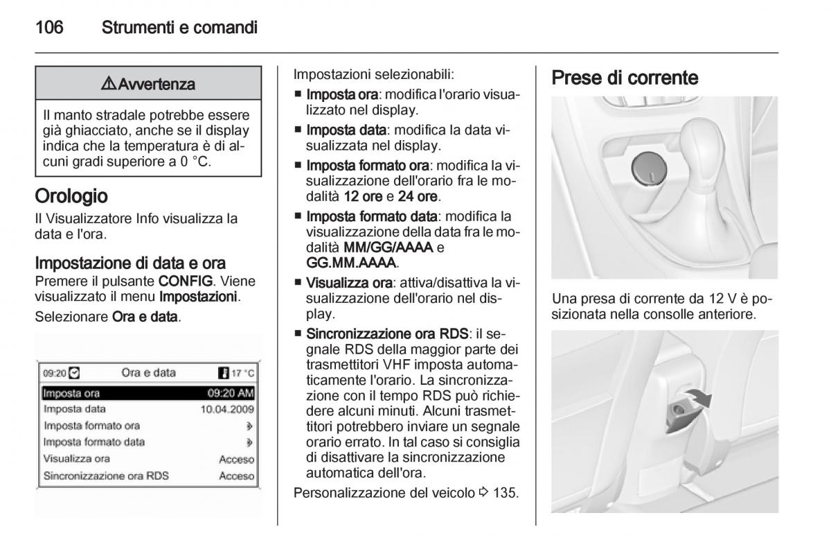 Opel Astra J IV 4 manuale del proprietario / page 108