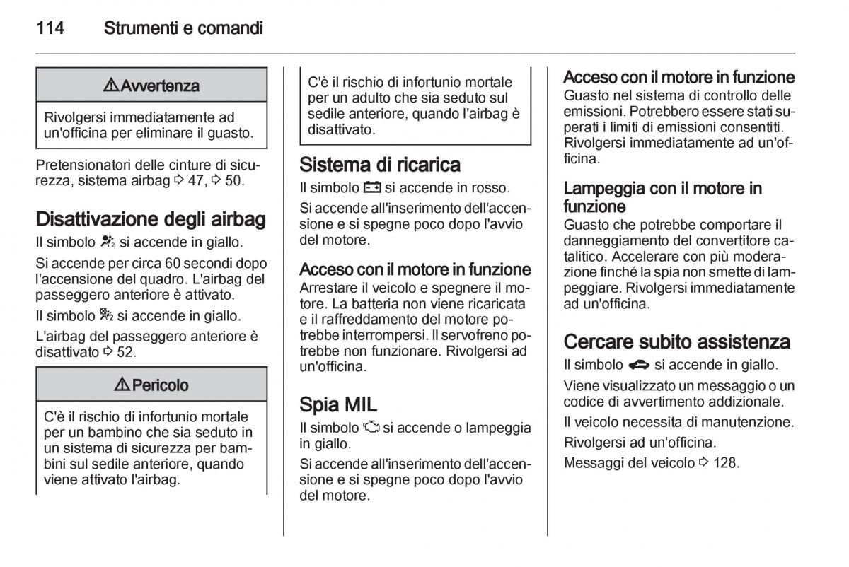 Opel Astra J IV 4 manuale del proprietario / page 116