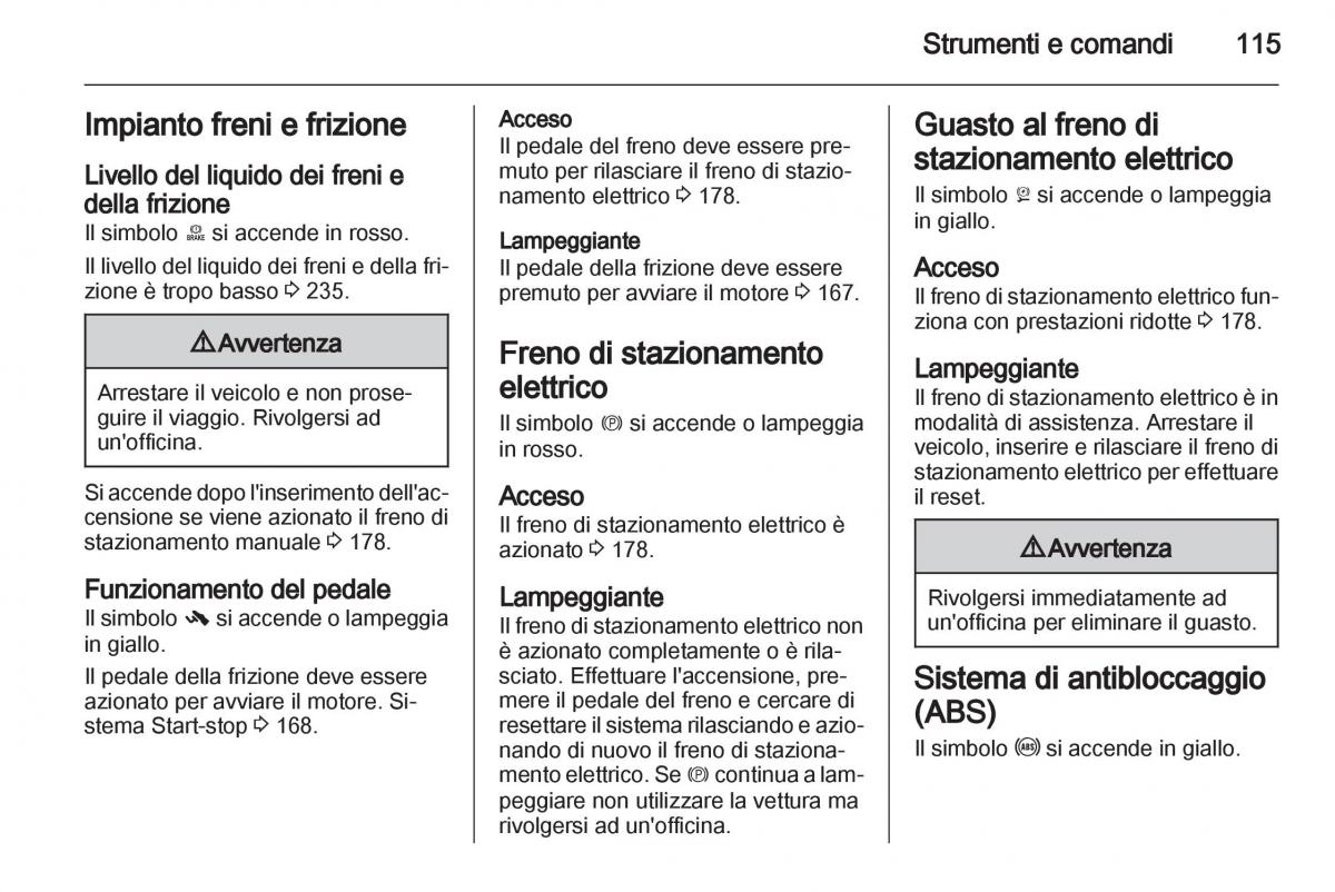 Opel Astra J IV 4 manuale del proprietario / page 117