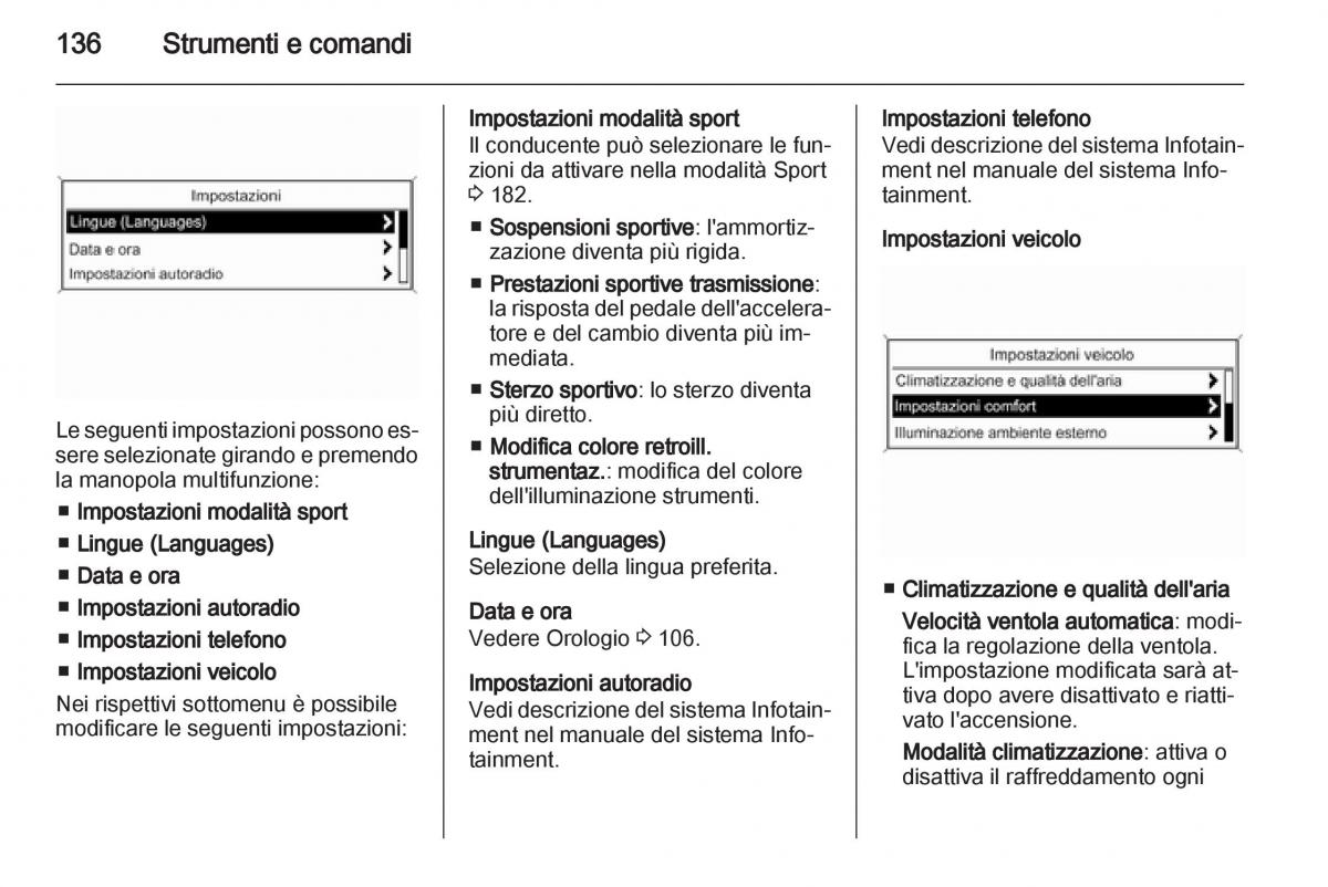 Opel Astra J IV 4 manuale del proprietario / page 138