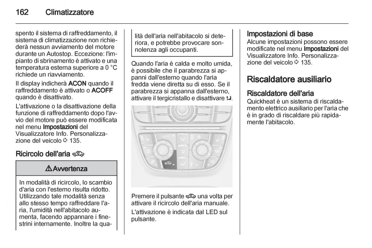 Opel Astra J IV 4 manuale del proprietario / page 164